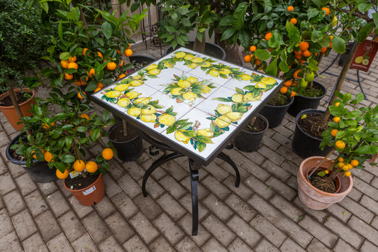 Handgefertigter Keramik-Tisch "Zitronen"