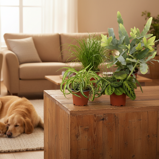 Zimmerpflanzen-Set - Chlorophytum - Cyperus - Phlebodium - Marantha